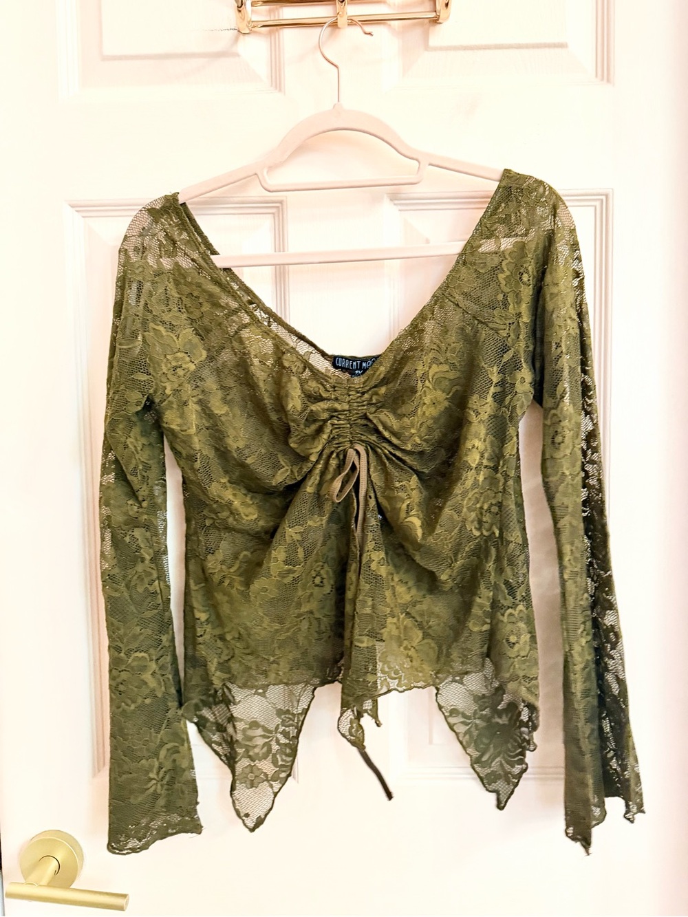 NWT green lace current mood top